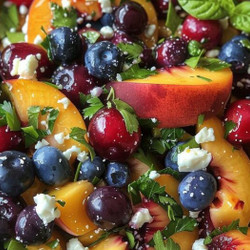 Blueberry Peach Feta Salad