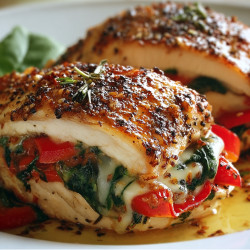 Roasted Red Pepper Spinach Mozzarella Chicken