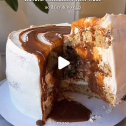 Vegan Banana Cake With Cinnamon Roll Filling And Cream Cheese Frosting