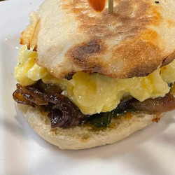 Charred Red Onion Breakfast Sandwich