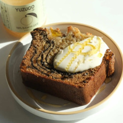 Black Sesame Banana Bread W/ Sudachi Crème Fraîche