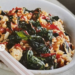 Tofu fried rice with cavalo nero