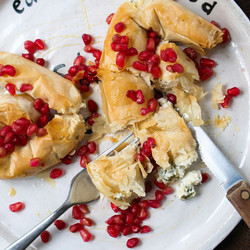 Cheesy Pomegranate Phyllo Swirls