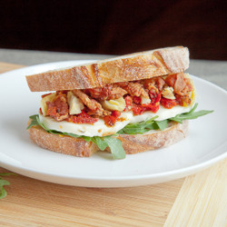 Gourmet BLT (pancetta, sun-dried toms, rocket, artichoke, mozz)