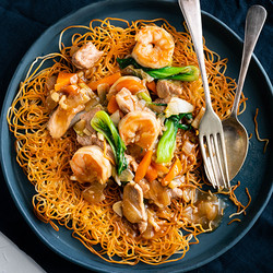 Hong Kong Crispy Noodles With Pork And Prawn | Marion's Kitchen
