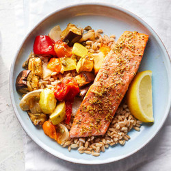 Lemon-herb Salmon With Caponata &amp; Farro