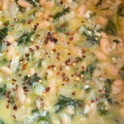Braised White Beans And Greens With Parmesan