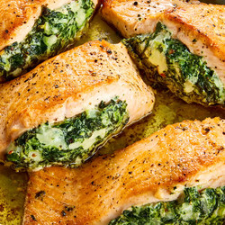 Creamed Spinach–stuffed Salmon