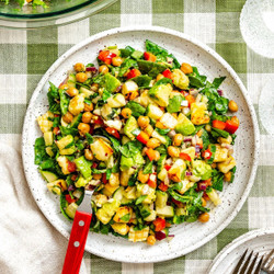 Hot Honey Halloumi Salad With Crispy Chickpeas