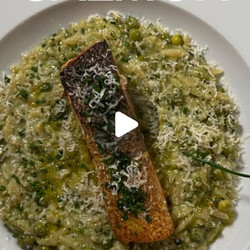 Pesto Orzo With Peas And Lemon With Pan Fried Salmon Fillet