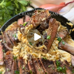 Garlic Parmesan Orzo With Seared Steak
