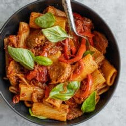 Vegan Rigatoni With Peppers And Sausage