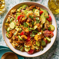 Chicken Shawarma Crispy Rice Salad With Lemon-tahini Dressing