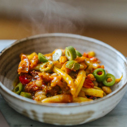 Hetty Beans with olives and almonds