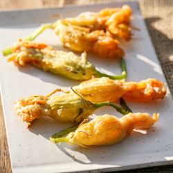 Goat Cheese-stuffed Fried Zucchini Blossoms