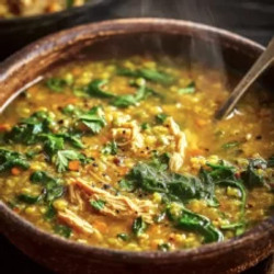 Curried Chicken Lentil And Rice Soup With Spinach