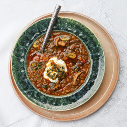 Hearty Lentil &amp; Mushroom Soup