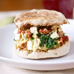 Spinach, Feta And Sundried Tomato Egg Sandwiches