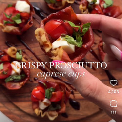 Crispy Prosciutto Cups With Tomato, Mozzarella And Basil