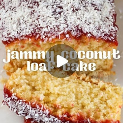 Jammy Coconut Loaf Cake