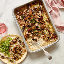 Baked garlic mushroom rice (baked risotto)