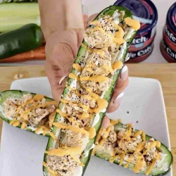 Spicy Salmon Cucumber Boat: Low-carb, High-protein Meal