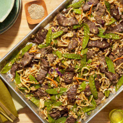 Sheet-pan Beef &amp; Cabbage Noodles