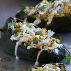Stuffed Poblano Peppers With Chicken And Corn