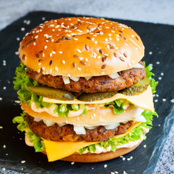 Meaty Vegan Tvp Burger (big Mac Style)