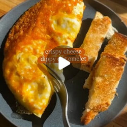 Crispy Cheese Dippy Egg Omelet