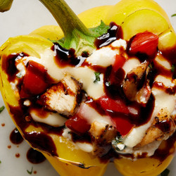 Caprese Chicken-stuffed Peppers