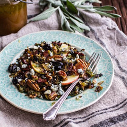Caramelized Brussels Sprout Pecan Salad W/bacon + Caramel Apple Vinaigrette.