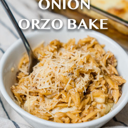 French Onion Orzo Bake
