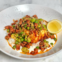 Baked Cod With Chorizo And Peas