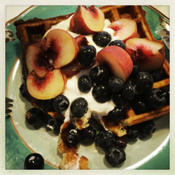 Annalise Barberi variation on Bee Wilson’s Almond Waffles