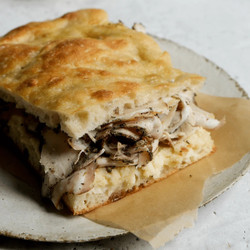 Porchetta Sandwich With Roasted Potato Cream And Parmigiano