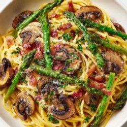 Roasted Asparagus And Mushroom Carbonara