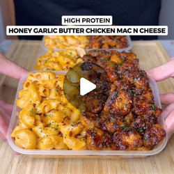 High Protein Honey Garlic Butter Chicken Mac N Cheese