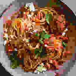 Spaghetti &amp; Meatballs In Harissa Tomato Sauce