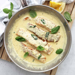 Salmon In Creamy Basil And Lemon Sauce