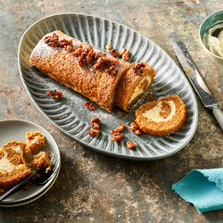 Carrot Cake Roll With Cream Cheese Filling And Candied Walnuts