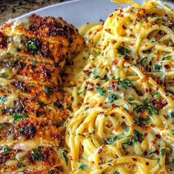 Garlic Parmesan Chicken Spaghetti In Spicy Cajun Cream Sauce