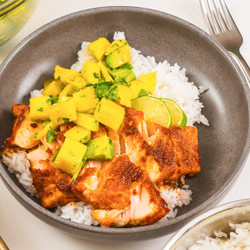 Bbq Salmon Bowl With Mango Avocado Salsa