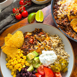 Cheesy Lentil Burrito Bowl