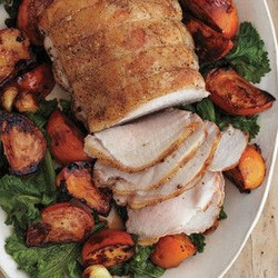 Pork With Persimmons And Mustard Greens