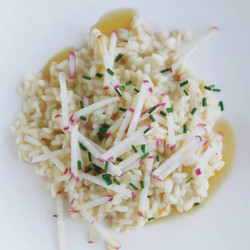 Romano Risotto With Radishes