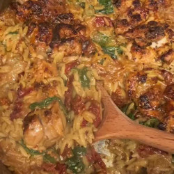 One Skillet Creamy Sundried Tomato Chicken And Orzo