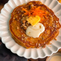 Carrot Cake Pancakes With Maple Cream Cheese Glaze