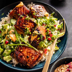 Spicy Ginger Caramelized Salmon Bowl