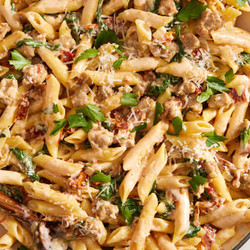 Creamy Penne With Sausage &amp; Sun-dried Tomatoes